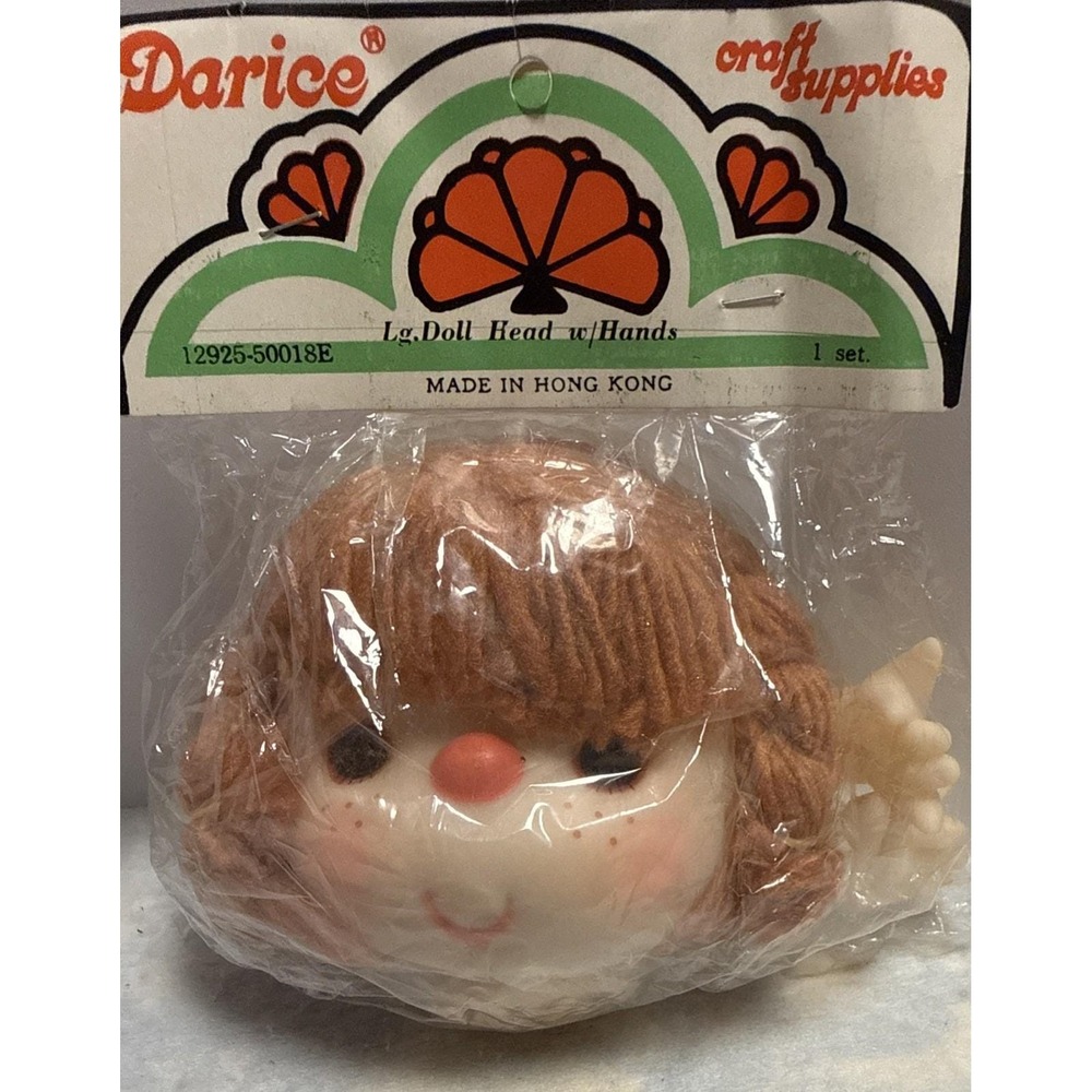 Darice Brown Hair Doll Head & Hands Large Acrylic Hair Plastic 12925-50018E